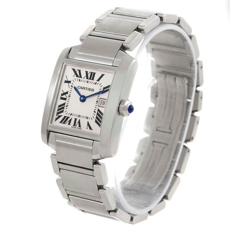 Cartier Tank Francaise Date Midsize Stainless Steel Watch W51011Q3 SwissWatchExpo