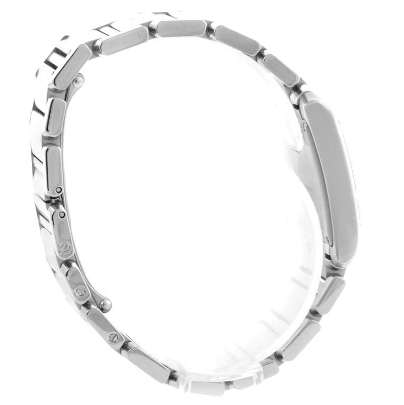 The image shows a side view of the bracelet and case of a Cartier Tank Francaise W51011Q3 Women's Stainless Steel Silver Dial W51011Q3 Women's Stainless Steel Silver Dial watch.