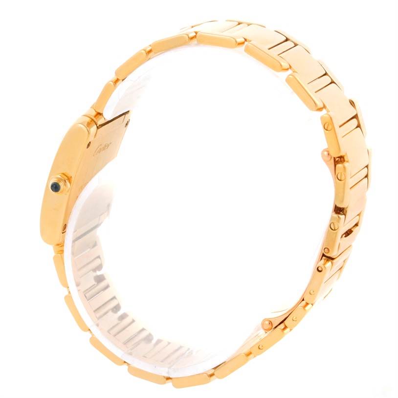 This image shows a side view of a Cartier Tank Française watch, focusing on the bracelet and part of the case.