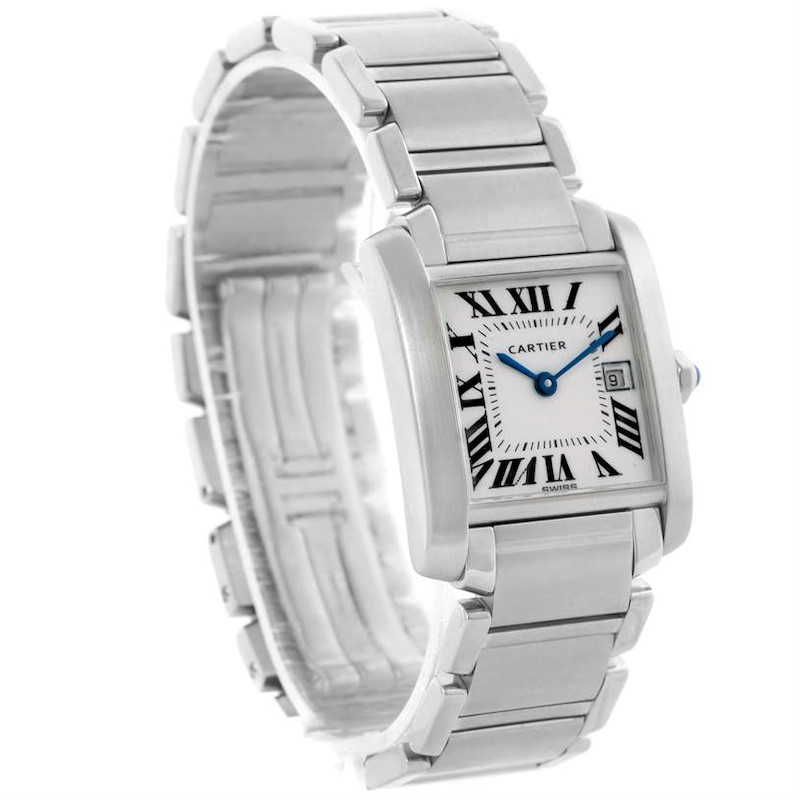Cartier Tank Francaise Midsize Date Steel Quartz Watch W51011Q3 SwissWatchExpo