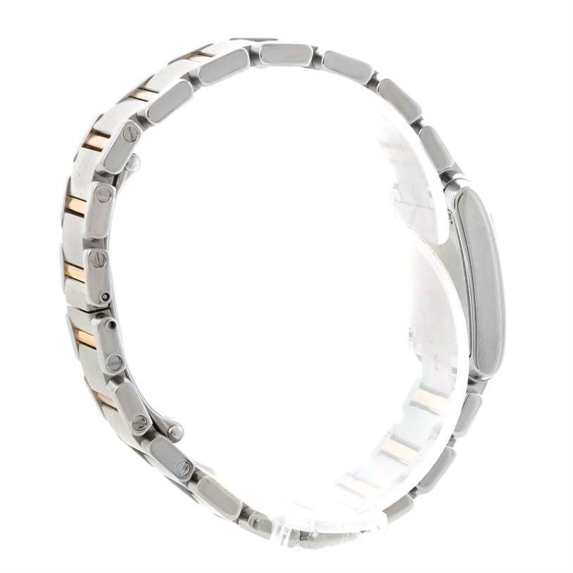 The image shows a side view of the Cartier Tank Francaise W51007Q4 Women's Steel and Gold (two tone) Silver Dial W51007Q4 Women's Steel and Gold (two tone) Silver Dial watch, highlighting its metal bracelet and side profile of the case.