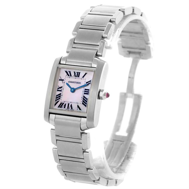 Cartier Tank Francaise Pink Mother of Pearl Dial Watch W51028Q3 SwissWatchExpo