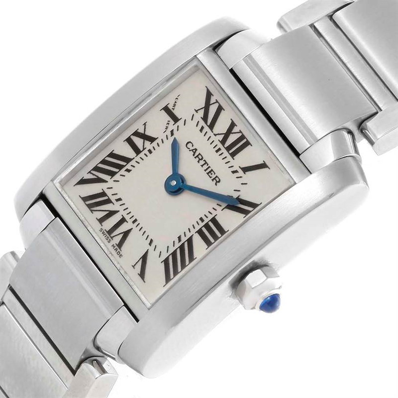 Cartier Tank Francaise Womens Silver Dial Watch W51008Q3 SwissWatchExpo