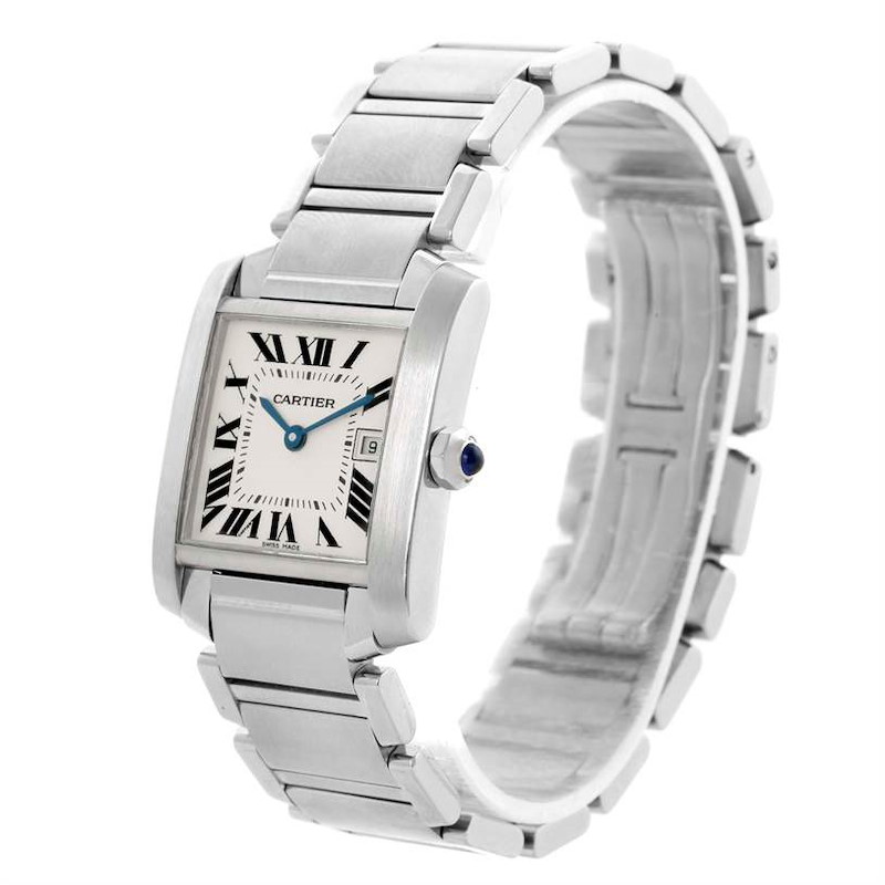Cartier Tank Francaise Midsize Date Steel Quartz Watch W51011Q3 SwissWatchExpo