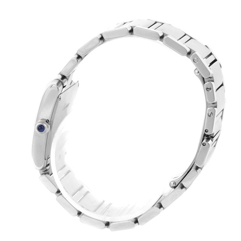 This image shows the side view of a Cartier Tank Française watch, highlighting the bracelet and crown.