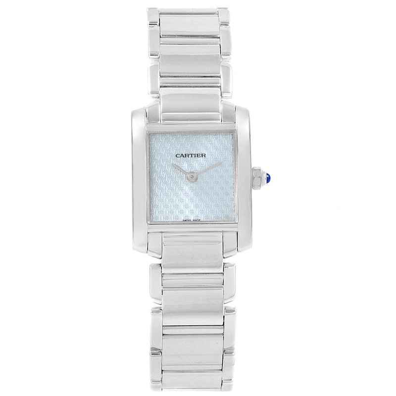 Cartier Tank Francaise 18K White Gold Blue Dial Ladies Watch 2403 ...