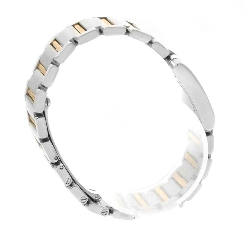 This image shows the side profile and bracelet of a Cartier Tank Francaise W51007Q4 Women's Steel and Gold (two tone) Silver Dial W51007Q4 Women's Steel and Gold (two tone) Silver Dial watch.