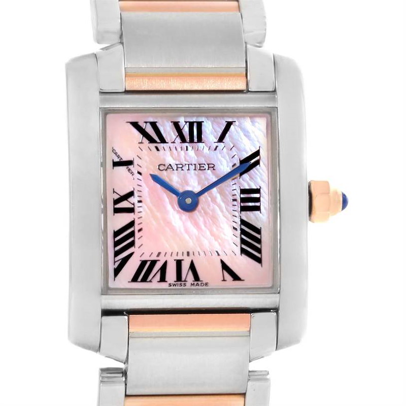 Cartier Tank Francaise Steel 18k Rose Gold MOP Ladies Watch W51027Q4 SwissWatchExpo