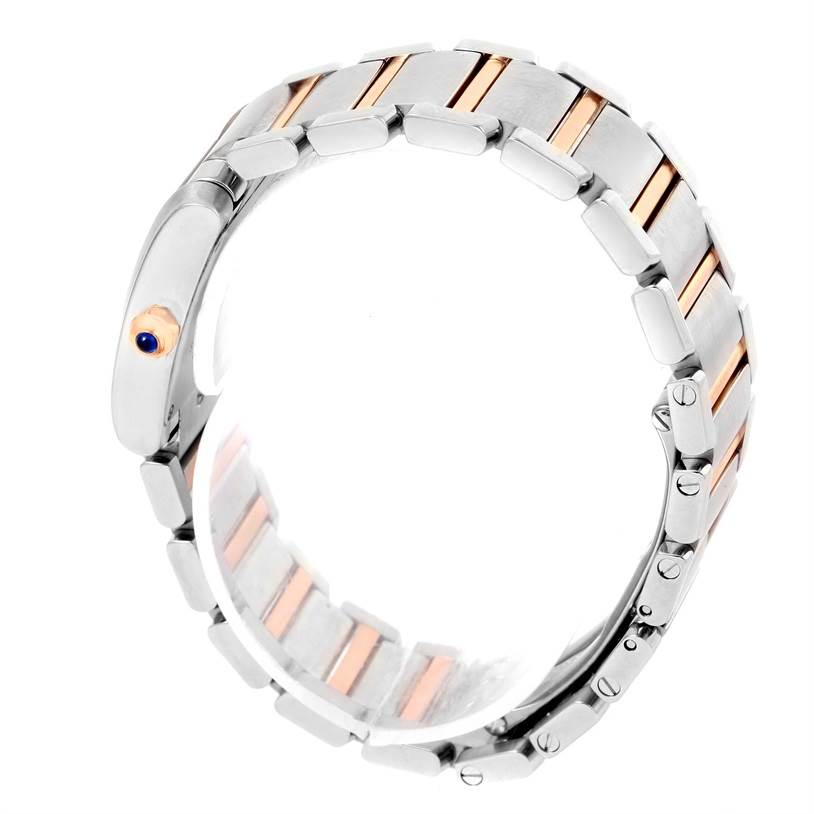 The image shows the side view of a Cartier Tank Francaise W51027Q4 Women's Steel and Gold (two tone) Mother of Pearl Dial W51027Q4 Women's Steel and Gold (two tone) Mother of Pearl Dial watch bracelet, highlighting its links and clasp.