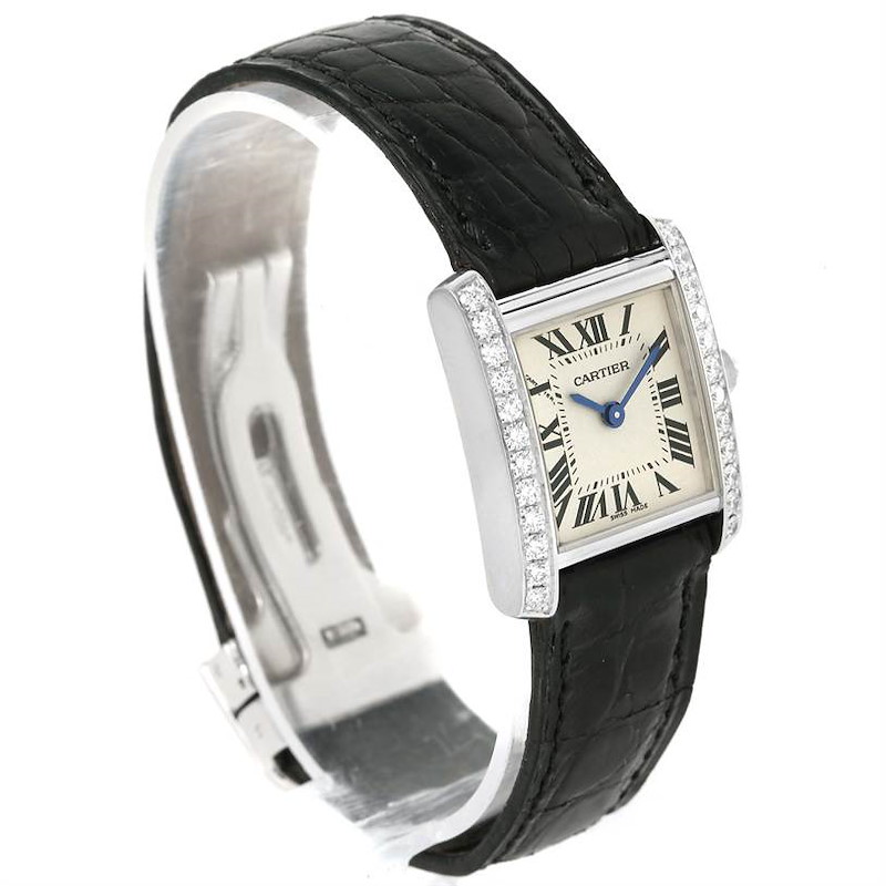 Cartier Tank Francaise Small 18k White Gold Diamond Watch WE100231 SwissWatchExpo