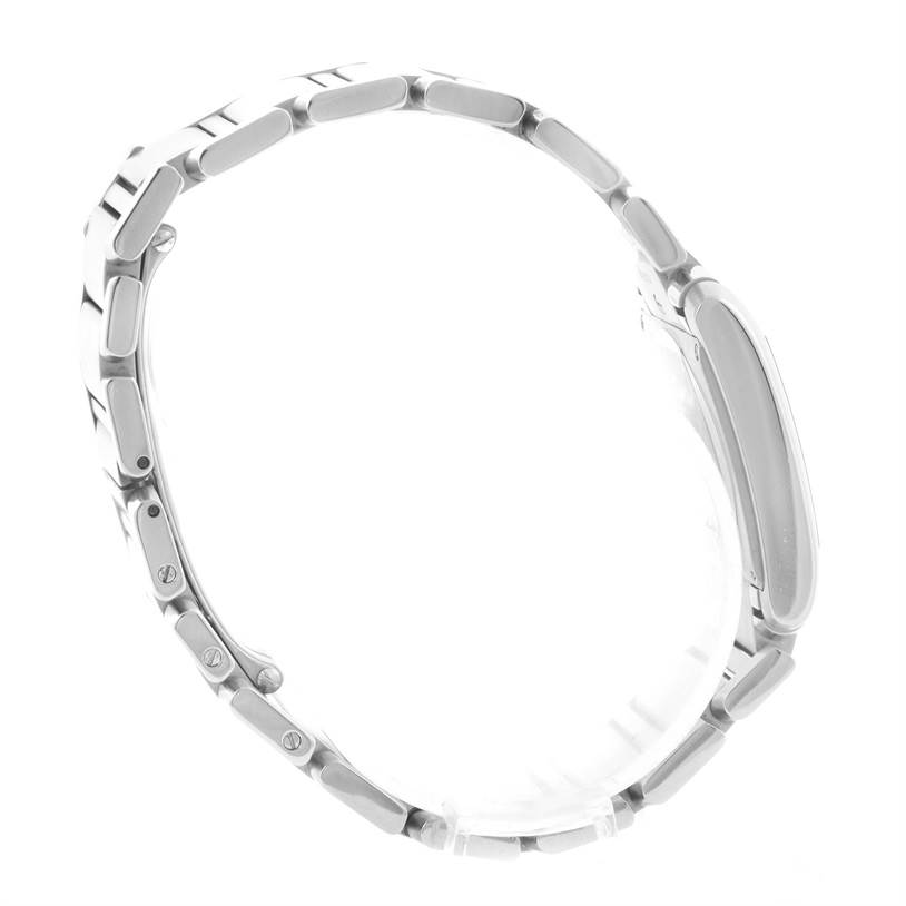 The image shows a side view of the bracelet and clasp of the Cartier Tank Francaise W51011Q3 Women's Stainless Steel White Dial W51011Q3 Women's Stainless Steel White Dial watch.