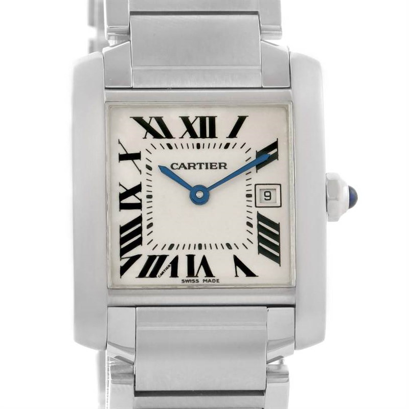 Cartier Tank Francaise Midsize Silver Roman Dial Ladies Watch W51011Q3 SwissWatchExpo