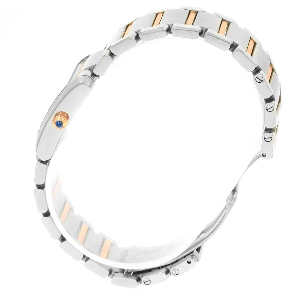 The image shows a side view of the bracelet and clasp of a Cartier Tank Francaise W51027Q4 Women's Steel and Gold (two tone) Mother of Pearl Dial W51027Q4 Women's Steel and Gold (two tone) Mother of Pearl Dial watch.