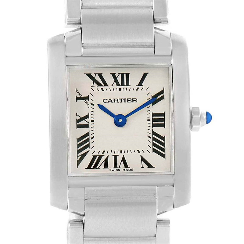 Cartier Tank Francaise Silver Dial Steel Ladies Watch W51008Q3 SwissWatchExpo