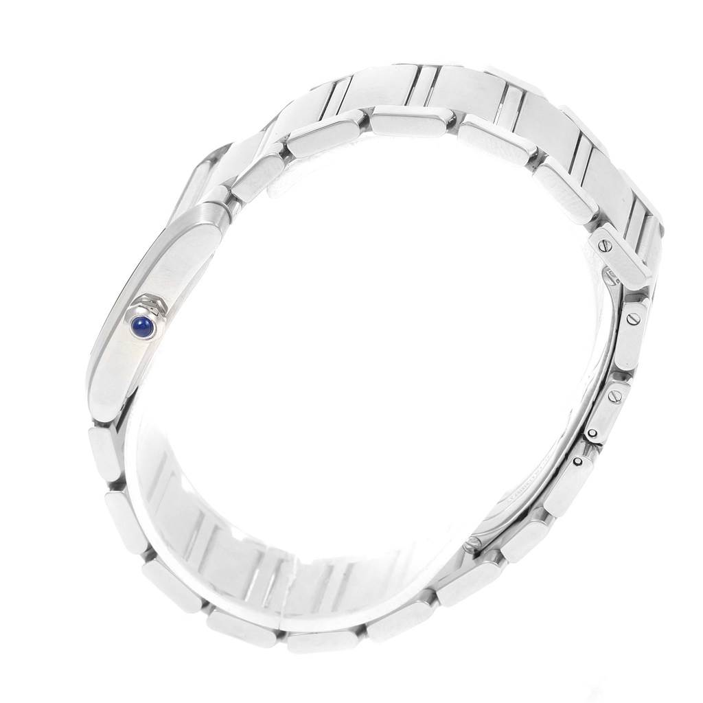 This image shows the side profile and bracelet of a Cartier Tank Francaise W51011Q3 Women's Stainless Steel Silver Dial W51011Q3 Women's Stainless Steel Silver Dial watch.