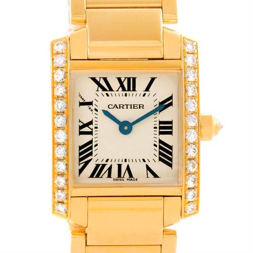 Photo of Cartier Tank Francaise Small Yellow Gold Diamond Watch WE1001R8