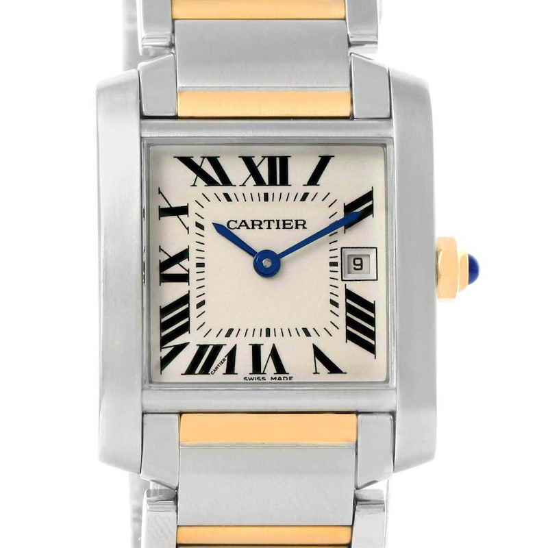 Cartier Tank Francaise Midsize Steel Yellow Gold Watch W51012Q4 SwissWatchExpo