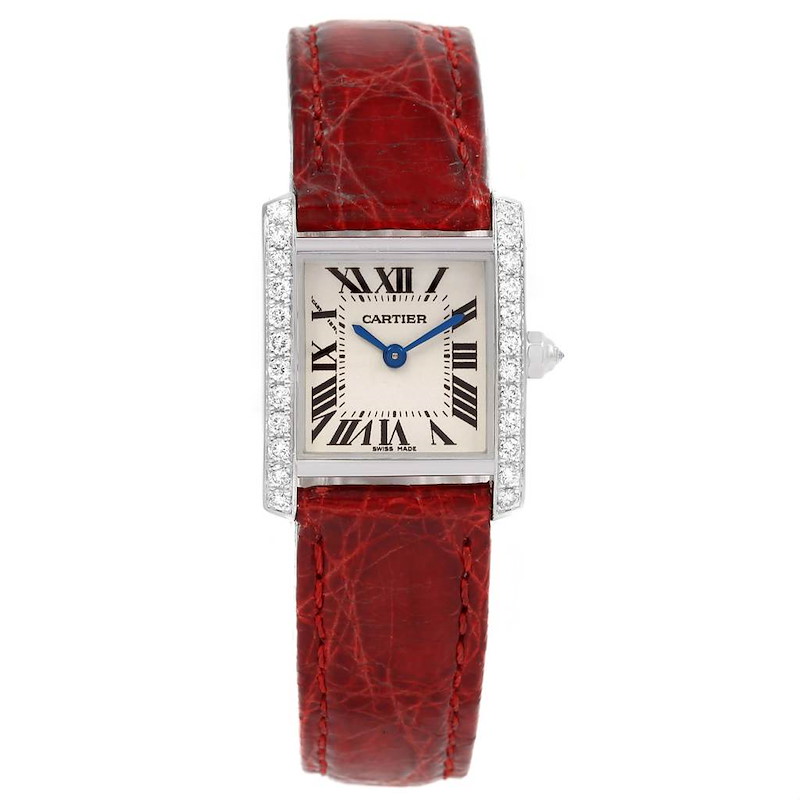 Cartier Tank Francaise 18k White Gold Diamond Ladies Watch WE100231 SwissWatchExpo