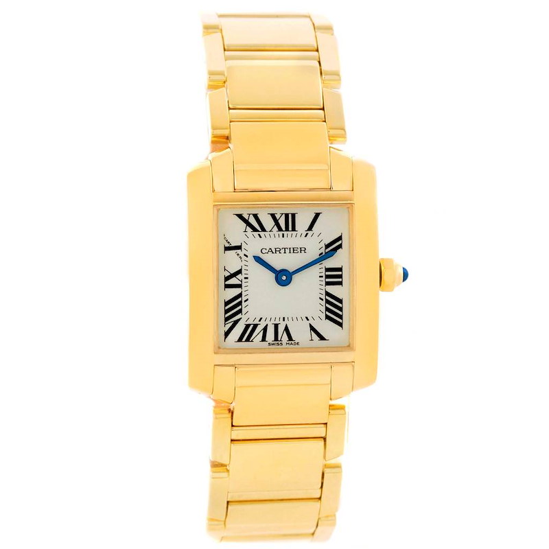 Cartier Tank Francaise Yellow Gold Silver Dial Ladies Watch W50002N2 SwissWatchExpo