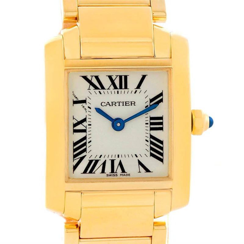 Cartier Tank Francaise Yellow Gold Silver Dial Ladies Watch W50002N2 SwissWatchExpo