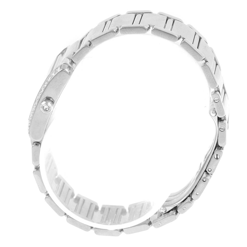 This image shows a side view of the Cartier Tank Francaise WE1002S3 Women's White Gold Silver Dial WE1002S3 Women's White Gold Silver Dial watch band and clasp.