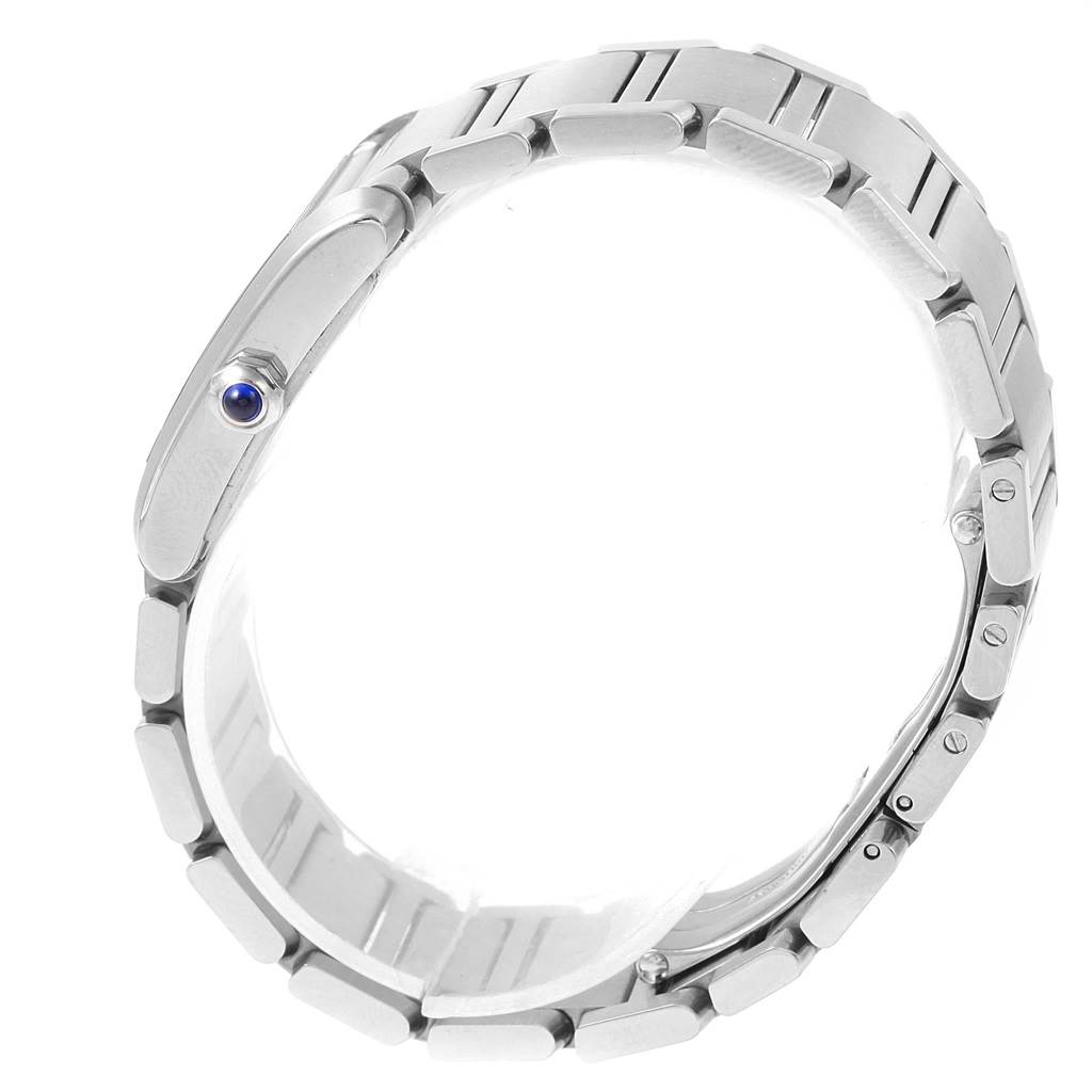 This image shows the bracelet and side profile of the Tank Francaise watch by Cartier.