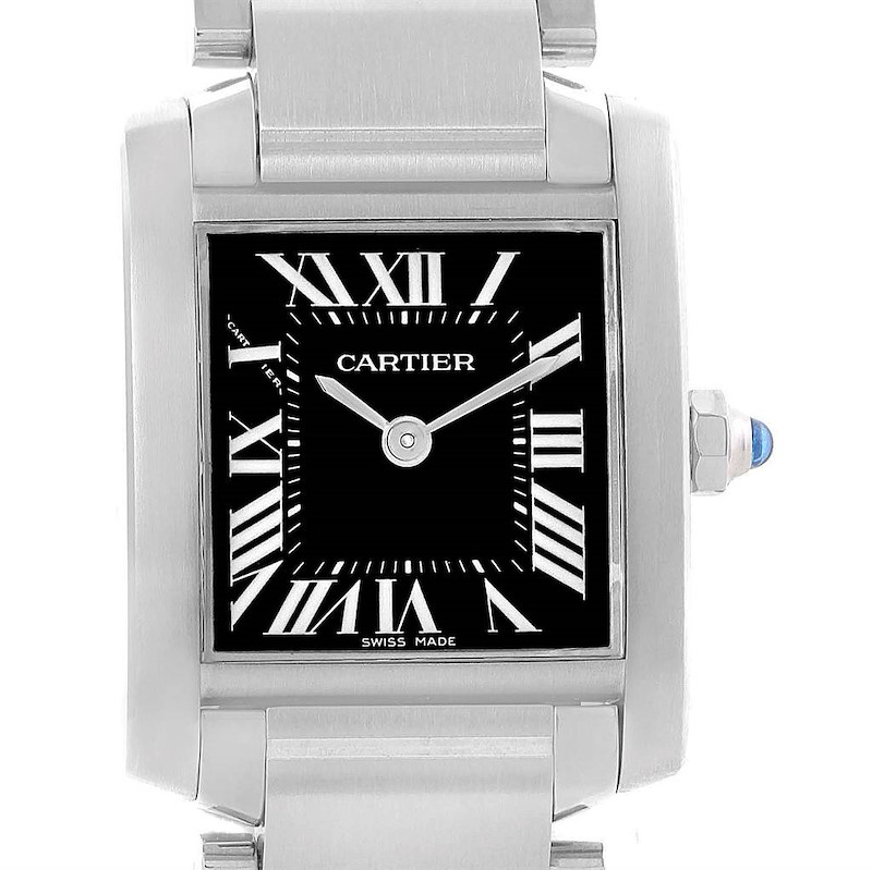 Cartier Tank Francaise Black Dial Steel Ladies Watch W51026Q3 SwissWatchExpo