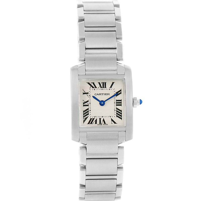 Cartier Tank Francaise Silver Dial Steel Ladies Watch W51008Q3 SwissWatchExpo