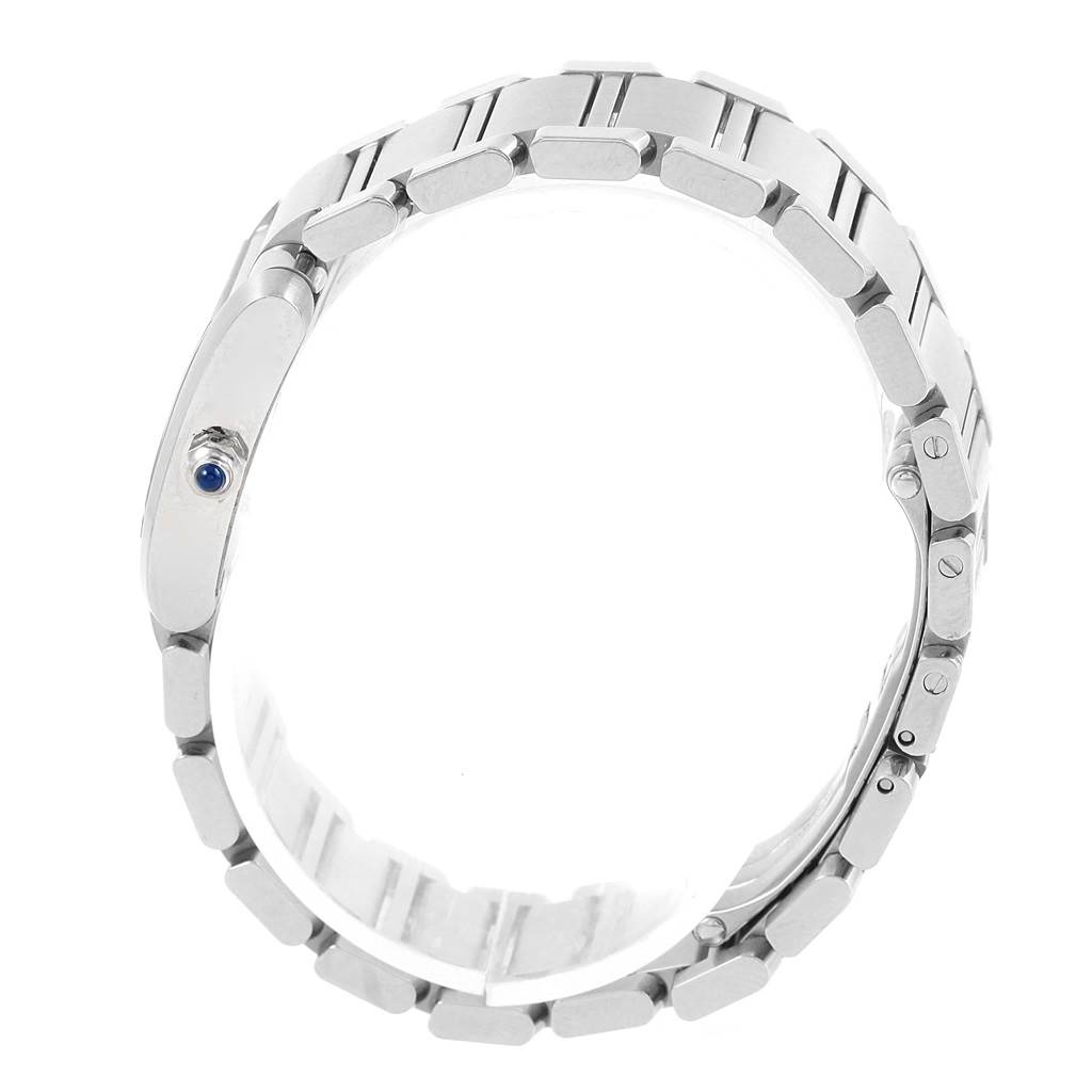 This image shows the side profile and bracelet of the Cartier Tank Francaise W51008Q3 Women's Stainless Steel Silver Dial W51008Q3 Women's Stainless Steel Silver Dial watch.