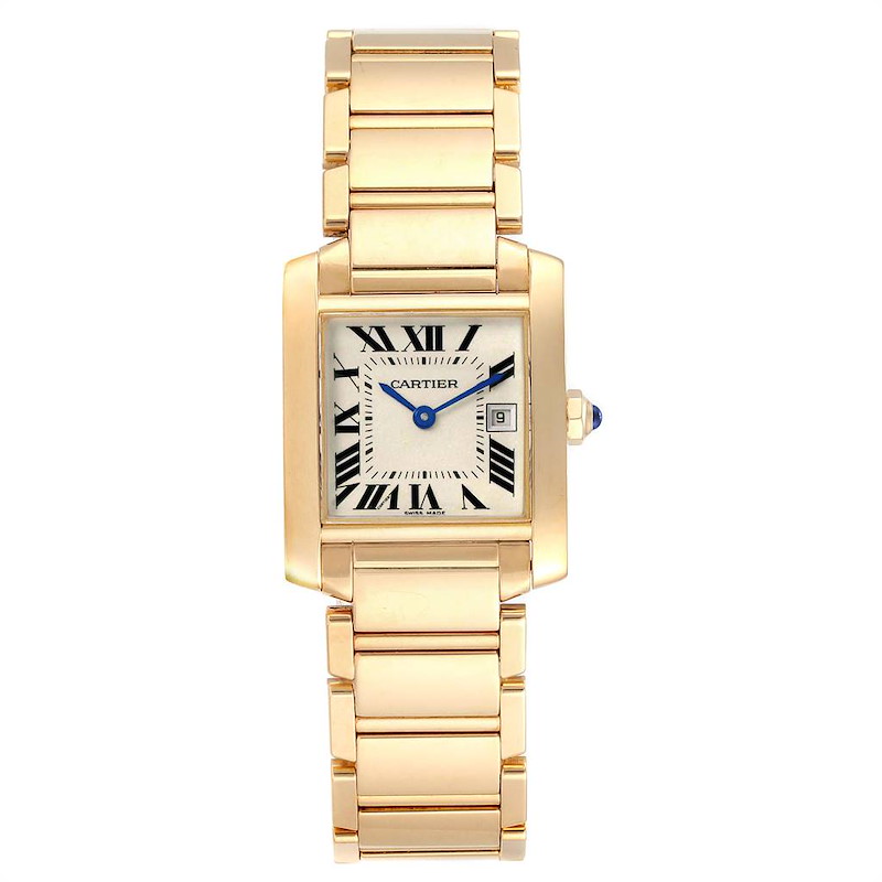 Cartier Tank Francaise Midsize Yellow Gold Ladies Watch W50014N2 Box Papers SwissWatchExpo