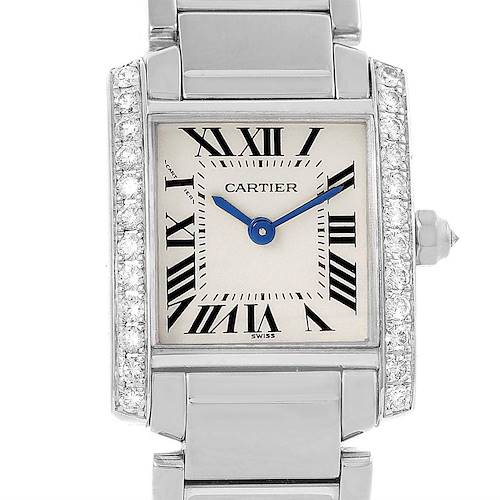 Photo of Cartier Tank Francaise Small White Gold Diamond Ladies Watch WE1002S3