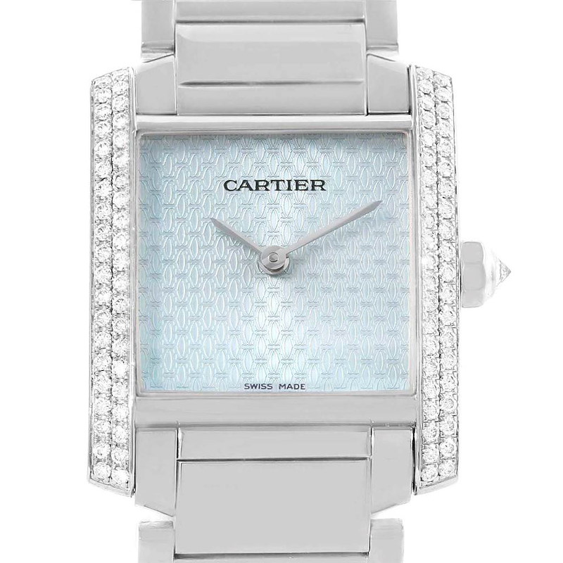Cartier Tank Francaise Midsize 18K White Gold Diamond Watch WE1020S3 SwissWatchExpo