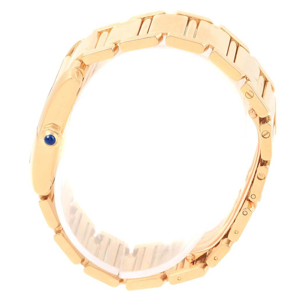 This Cartier Tank Francaise W50003N2 Women's Yellow Gold Silver Dial W50003N2 Women's Yellow Gold Silver Dial watch is shown from a side-angle, focusing on the bracelet and part of the case.
