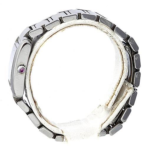 The image shows a side view of a Cartier Tank Francaise W51031Q3 Women
s Stainless Steel Silver Dial W51031Q3 Women
s Stainless Steel Silver Dial watch, focusing on the bracelet and side profile.