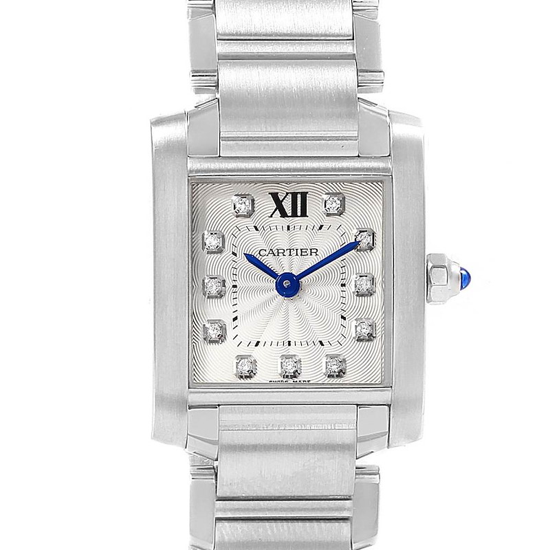 Cartier Tank Francaise Steel Diamond Small Ladies Watch WE110006 SwissWatchExpo