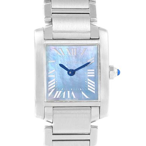 Photo of Cartier Tank Francaise Blue Mother of Pearl Dial Ladies Watch W51034Q3