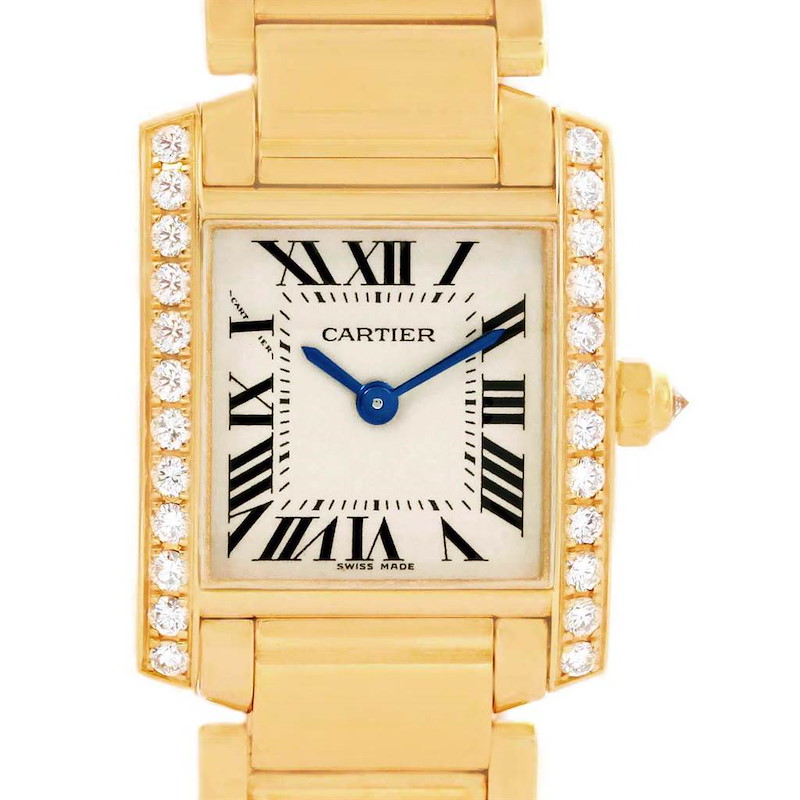 Cartier Tank Francaise Small 18K Yellow Gold Diamond Watch WE1001R8 SwissWatchExpo