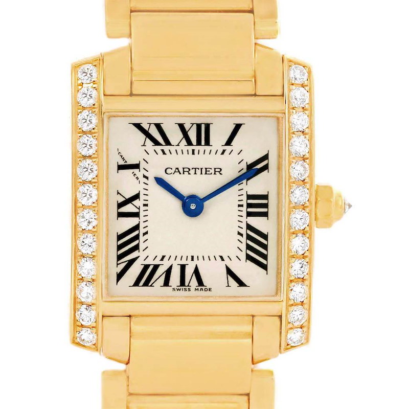 Cartier Tank Francaise Small 18K Yellow Gold Diamond Watch WE1001R8 SwissWatchExpo