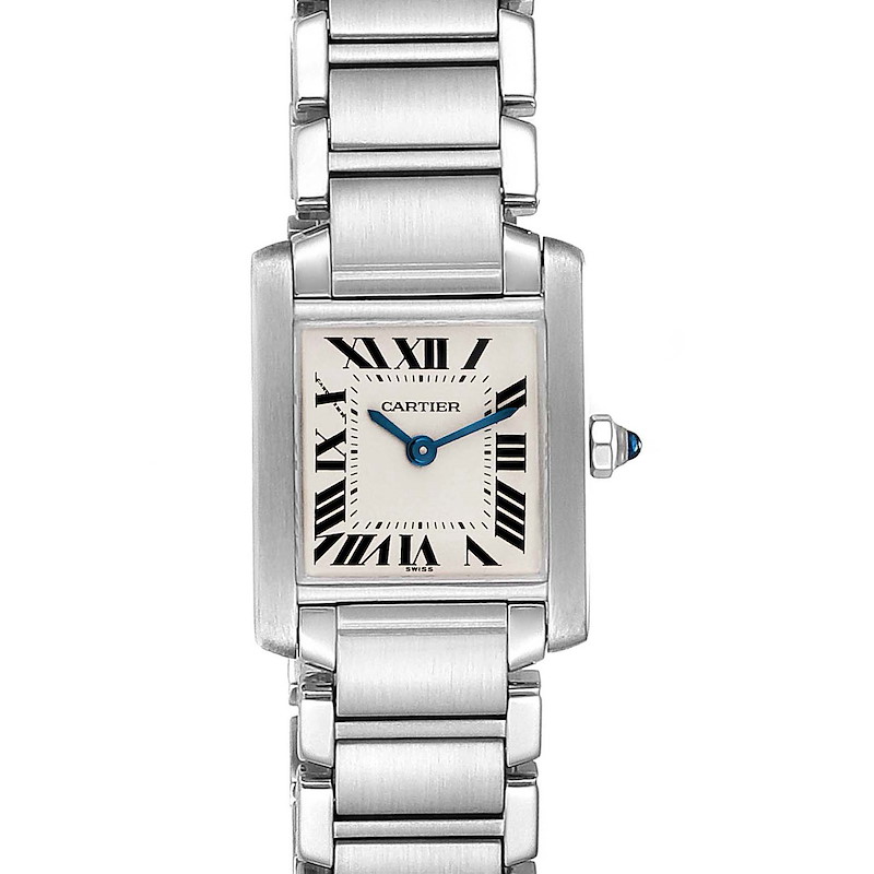 Cartier Tank Francaise Silver Dial Steel Quartz Ladies Watch W51008Q3 SwissWatchExpo