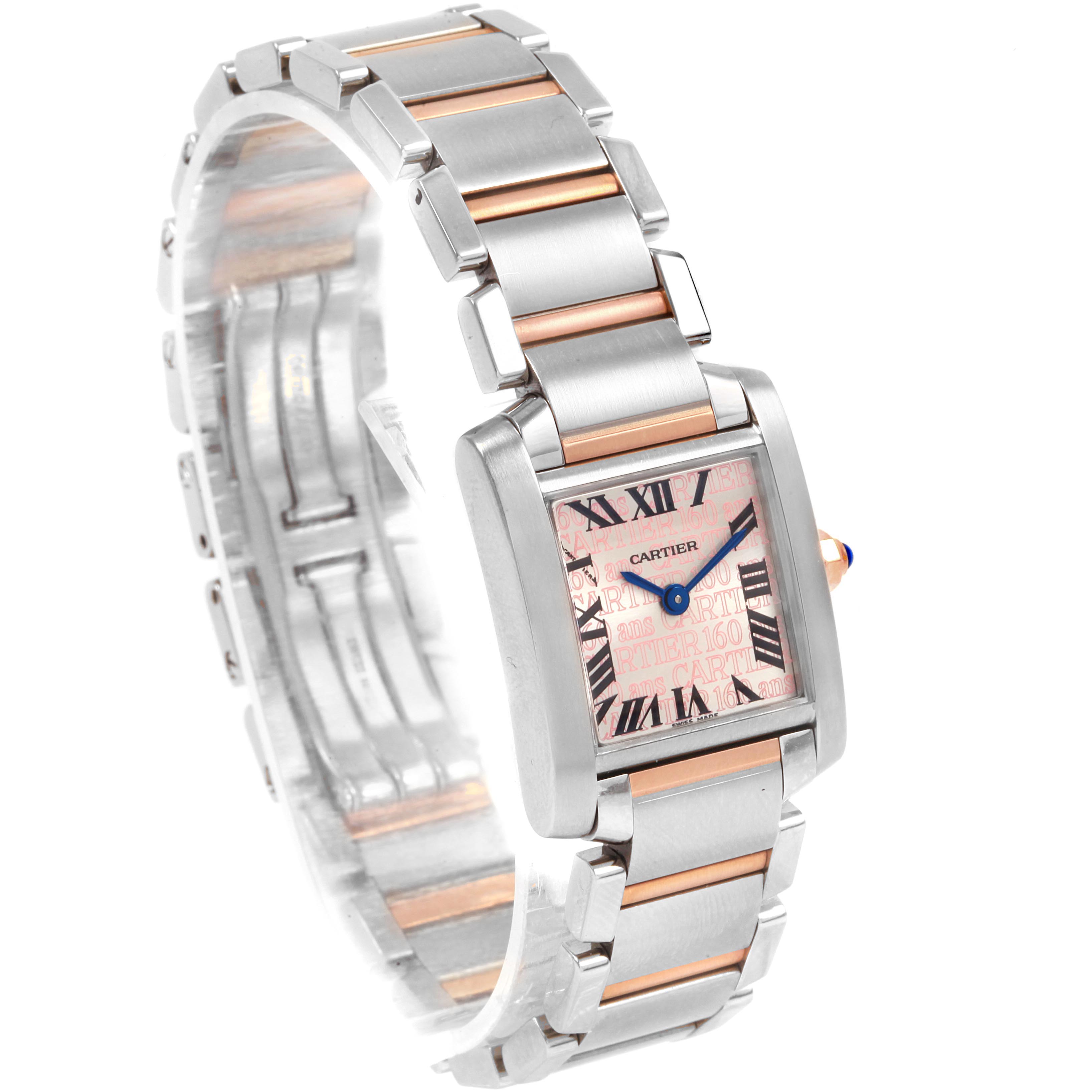 The watch is a Cartier Tank Francaise W51036Q4 Women's Steel and Gold (two tone) Silver Dial W51036Q4 Women's Steel and Gold (two tone) Silver Dial, shown at a slight angle showcasing the face, bezel, and part of the bracelet.