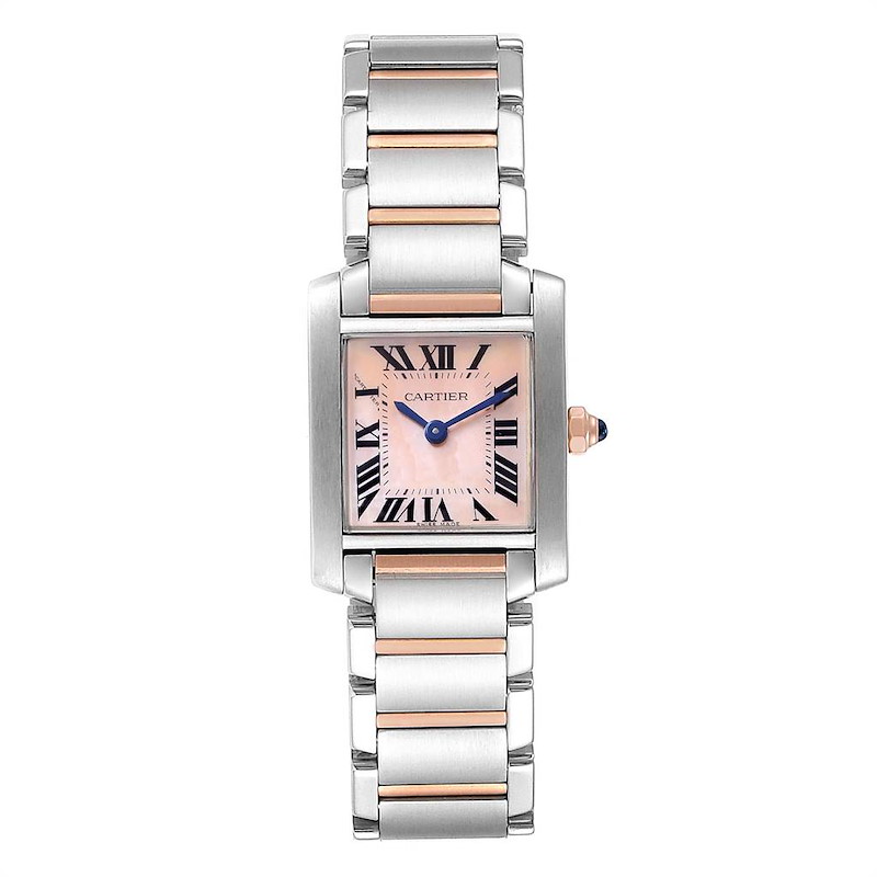 Cartier Tank Francaise Steel Rose Pink Gold MOP Ladies Watch W51027Q4 SwissWatchExpo