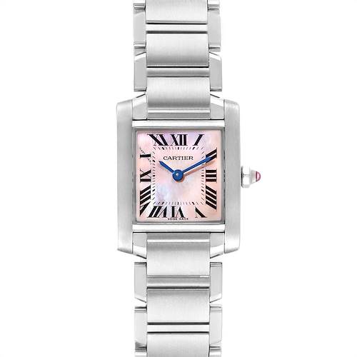 Photo of Cartier Tank Francaise Pink Mother of Pearl Steel Ladies Watch W51028Q3