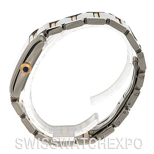 The image shows a side profile view of the bracelet and case of a Cartier Tank Francaise W51012Q4 Women's Yellow Gold Silver Dial W51012Q4 Women's Yellow Gold Silver Dial watch.