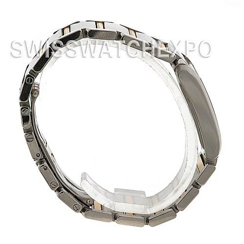 The image shows a side view of the Cartier Tank Francaise W51012Q4 Women's Yellow Gold Silver Dial W51012Q4 Women's Yellow Gold Silver Dial watch, focusing on the bracelet and clasp.