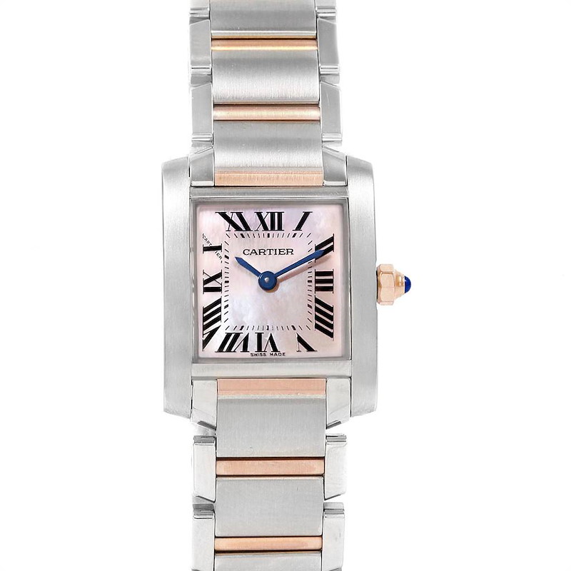 Cartier Tank Francaise Steel Rose Gold Mother of Pearl Watch W51027Q4 SwissWatchExpo