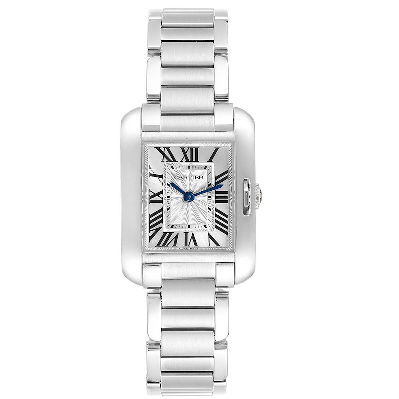Cartier Tank Anglaise Small Silver Dial Steel Ladies Watch W5310022 SwissWatchExpo