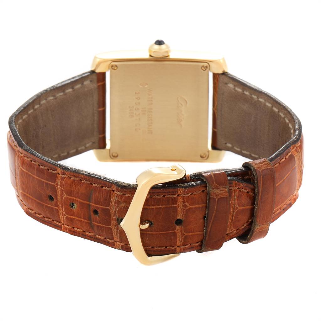 Cartier Tank Francaise Midsize Yellow Gold Brown Strap Watch W50014N2 ...