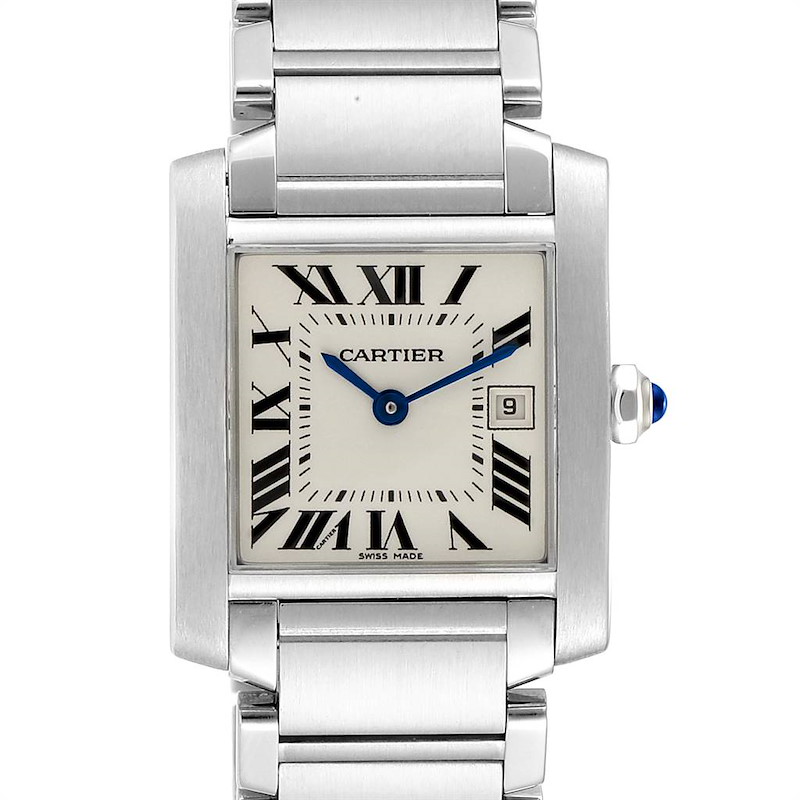 Cartier Tank Francaise Midsize 25mm Steel Ladies Watch W51011Q3 SwissWatchExpo