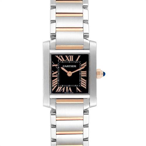 Photo of Cartier Tank Francaise Steel Rose Gold Black Dial Ladies Watch W5010001