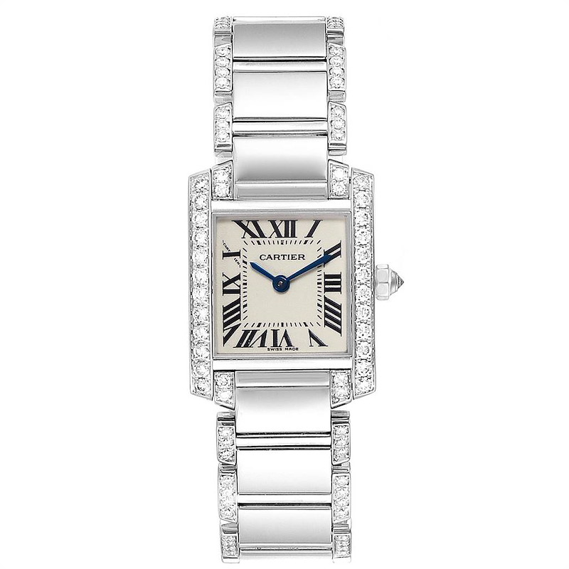 Cartier Tank Francaise White Gold Diamond Ladies Watch WE1002SF SwissWatchExpo